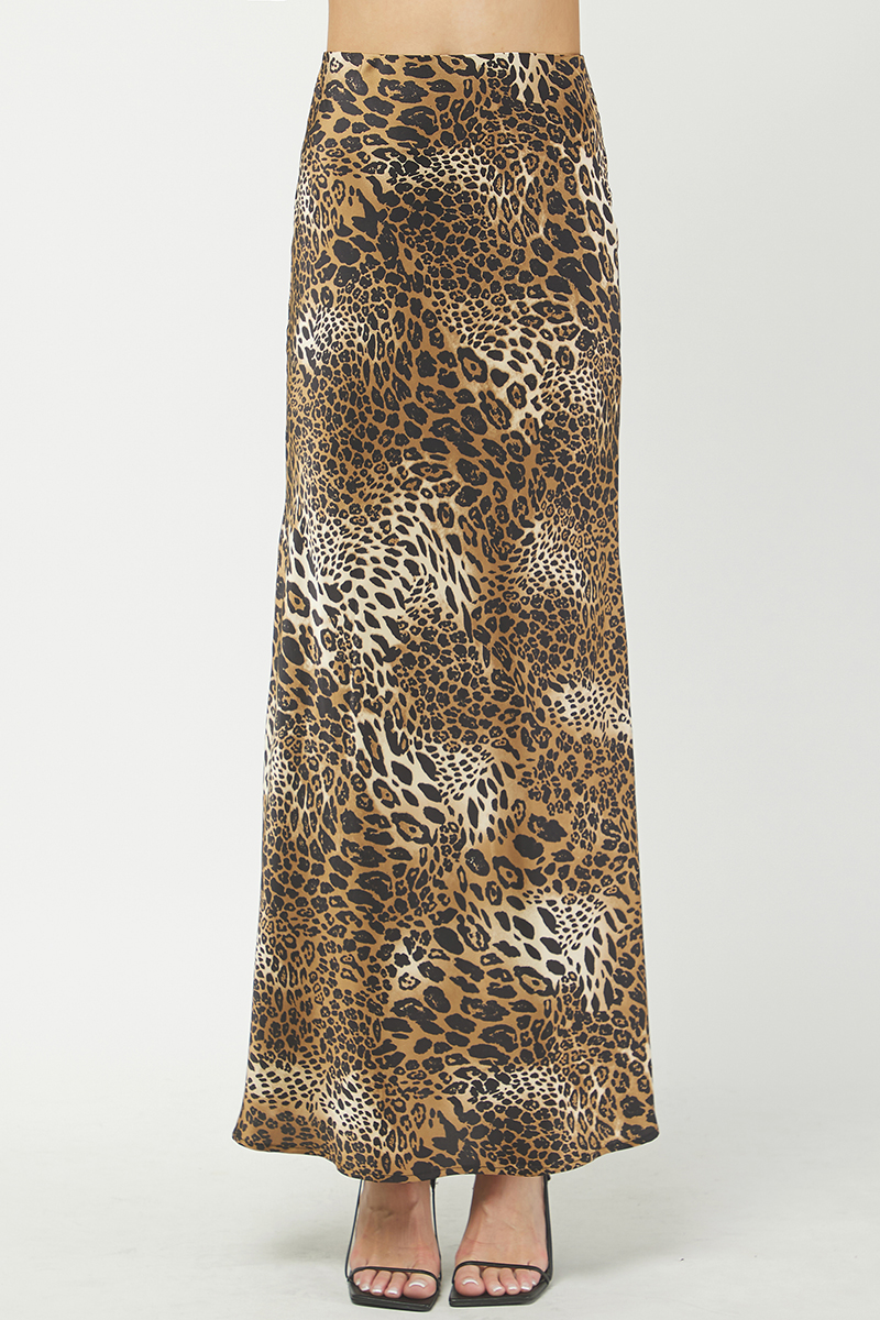 Leopard Satin Skirt