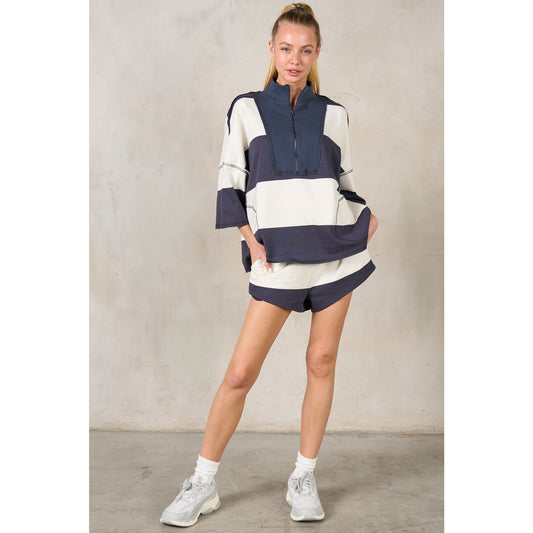 Stripe Half Zip-Up