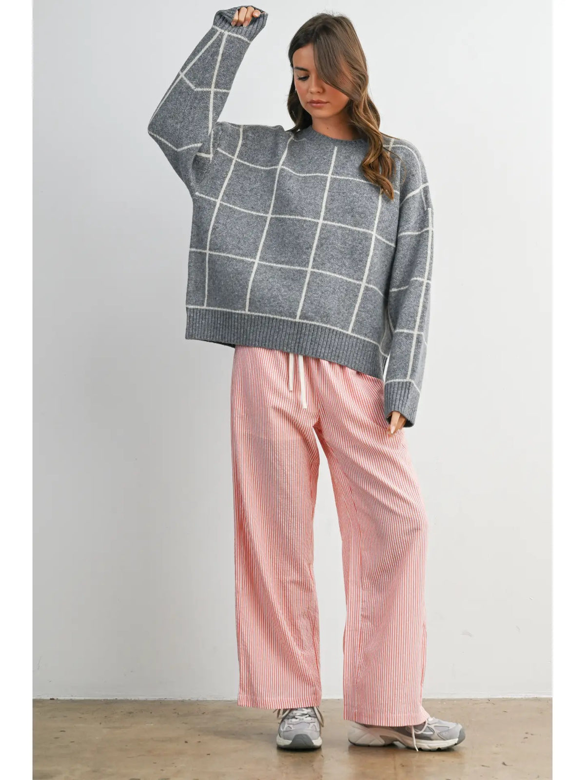 Checkered Knit Sweater
