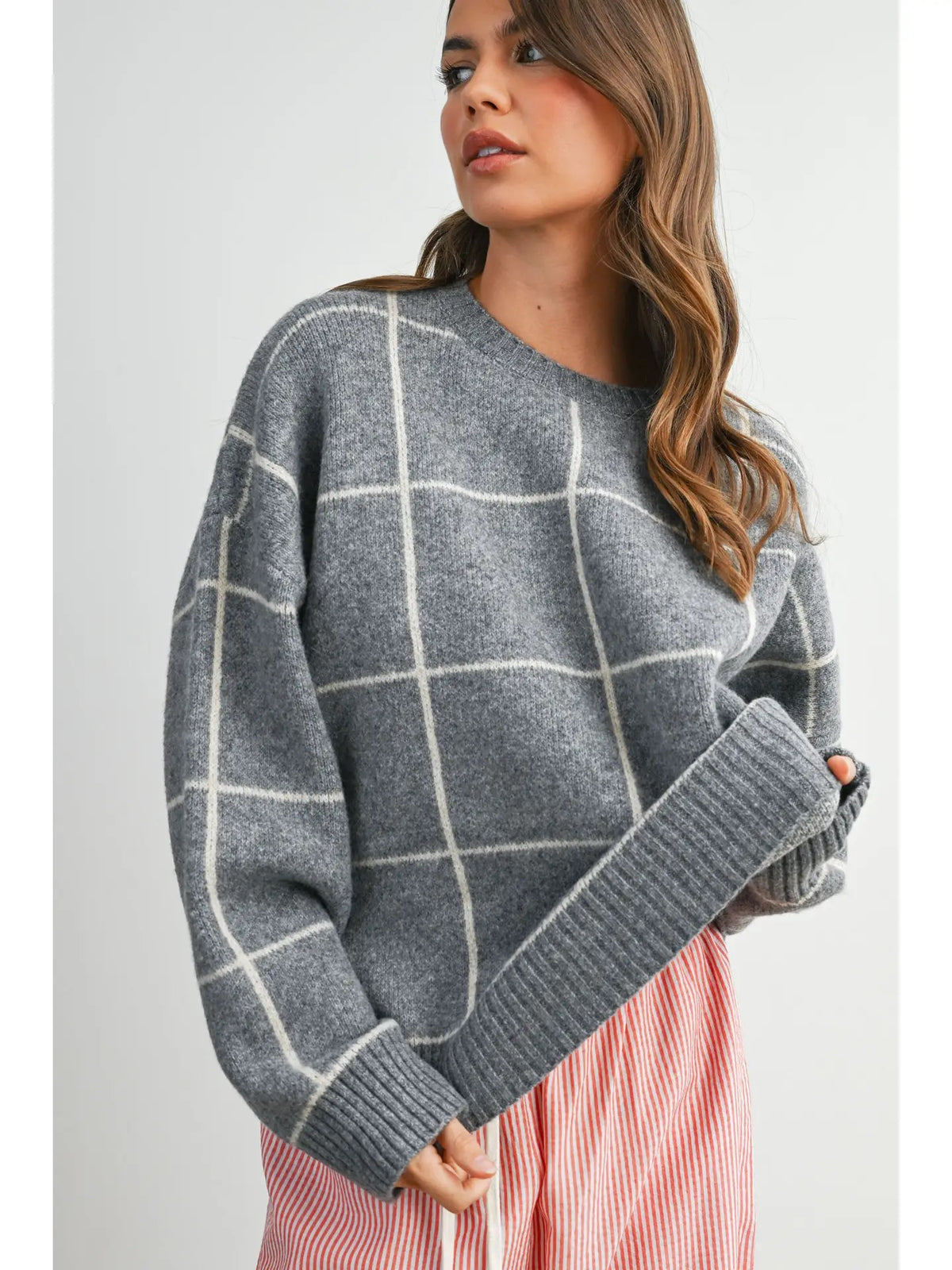 Checkered Knit Sweater