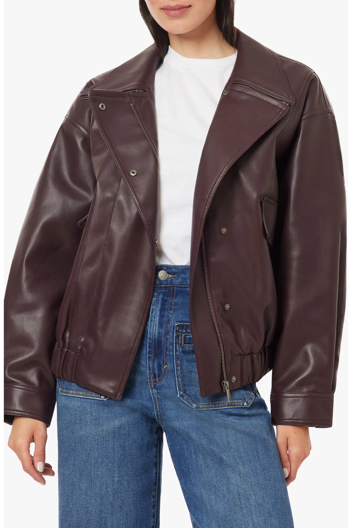 Wine Faux Leather Jacket