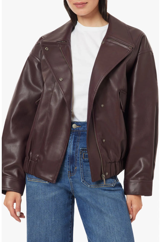 Wine Faux Leather Jacket