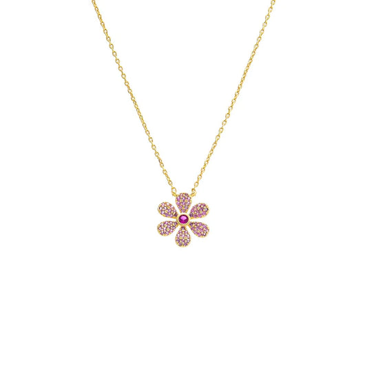 Pink Fancy Flower Necklace