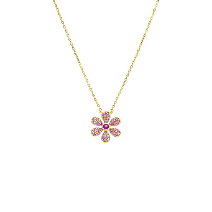 Pink Fancy Flower Necklace