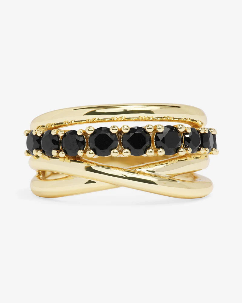 Stacked Black Stone Ring