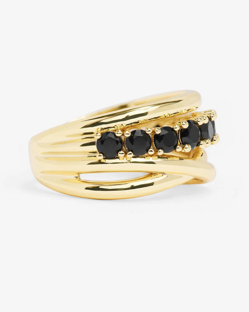 Stacked Black Stone Ring
