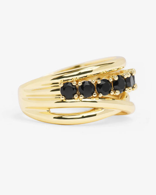 Stacked Black Stone Ring