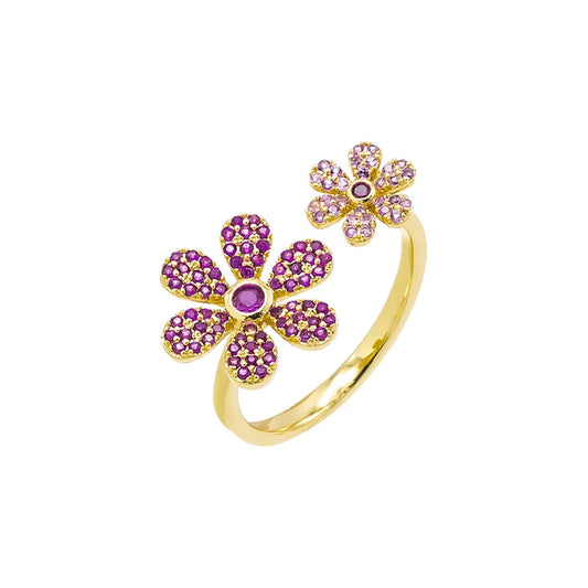 Pink Double Flower Ring