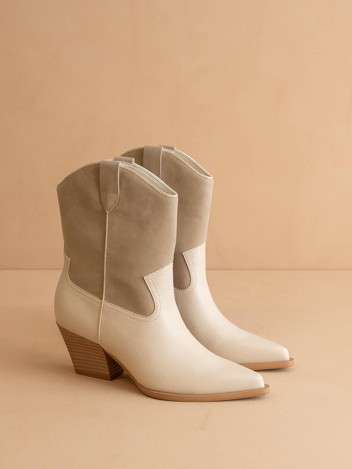 Beige Short Cowboy Booties