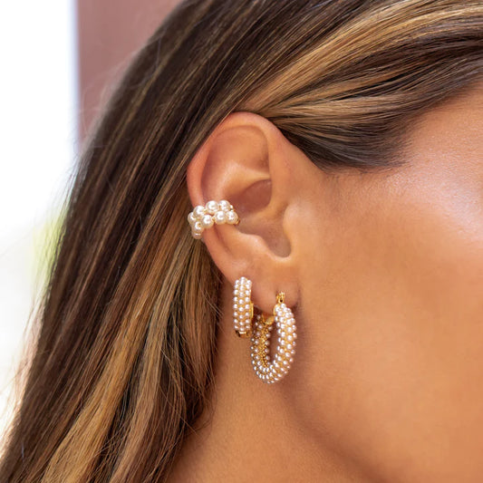 Multi Pearl Huggie Earring
