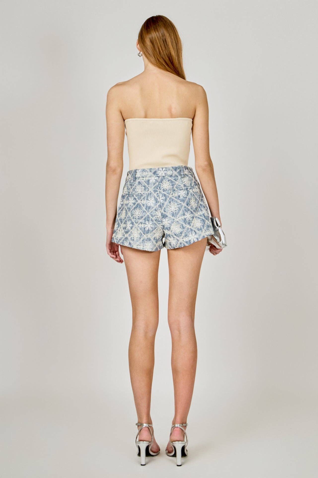 Embroidered Denim Shorts