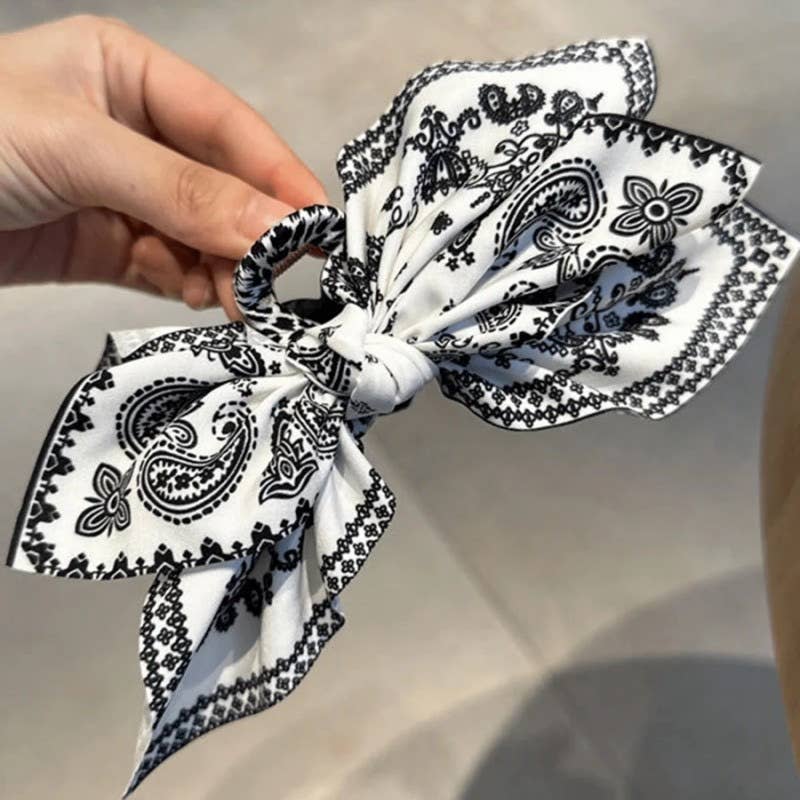 Boho Paisley Hair Bow Clip