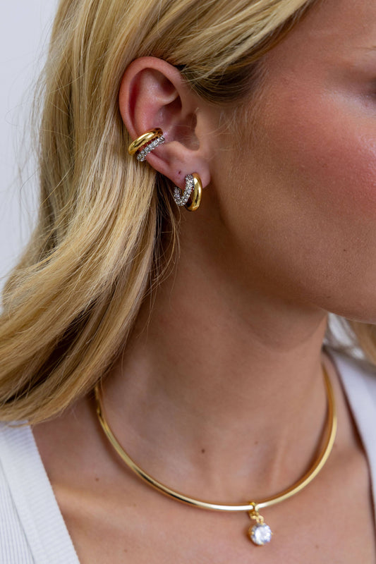 Two Tone Pave Hoop