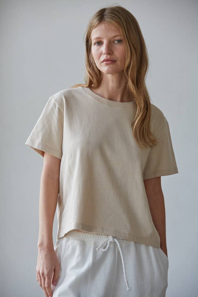 Tan Cotton Crew Neck