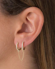 Double Huggie Chain Earing