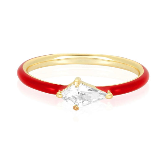 Cherry Red Enamel Ring