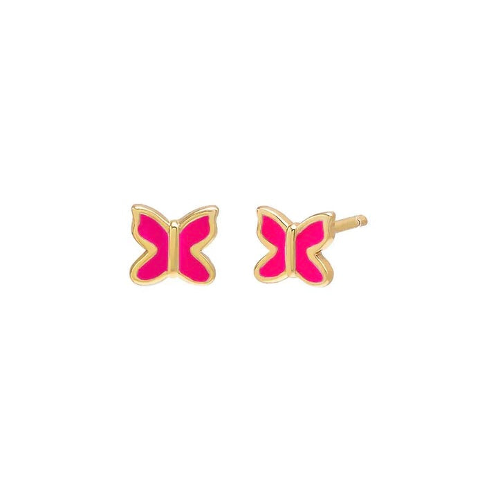 Neon Pink Butterfly Studs
